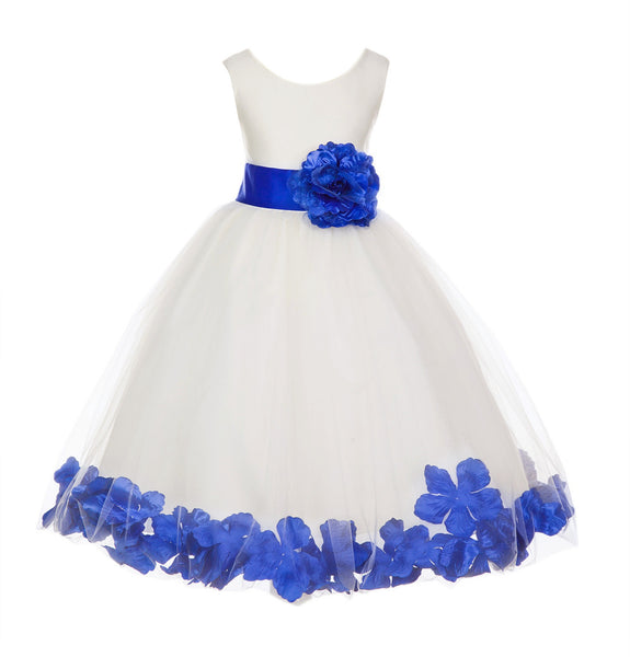 Ivory Tulle Floral Petals Flower Girl Dress Special Occasions Junior Pageant Wedding Holiday 302S(4)