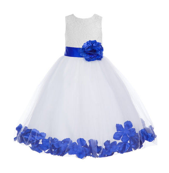 Ivory Floral Lace Heart Cutout Rose Petals Flower Girl Dress Junior Bridesmaid Special Event 185T(5)