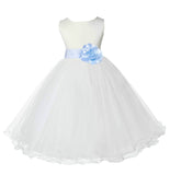 White Formal Wedding Pageant Special Occasions Rattail Edge Tulle Flower Girl Dress 829S(5)