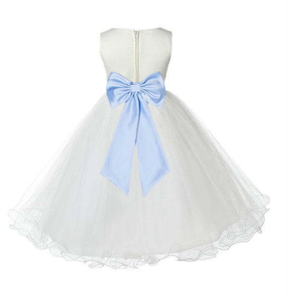 Ivory Formal Wedding Pageant Special Occasions Rattail Edge Tulle Flower Girl Dress 829T(5)