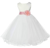 White Formal Wedding Pageant Special Occasions Rattail Edge Tulle Flower Girl Dress 829S(4)