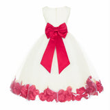 Ivory Elegant Wedding Pageant Special Events Petals Flower Girl Dress with Bow Tie Sash 302T(4)