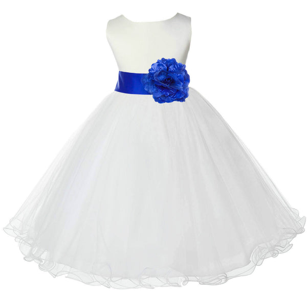 Ivory Formal Wedding Pageant Special Occasions Rattail Edge Tulle Flower Girl Dress 829S(4)