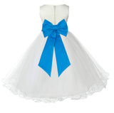 Ivory Formal Wedding Pageant Special Occasions Rattail Edge Tulle Flower Girl Dress 829T(4)