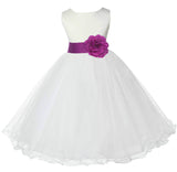 Ivory Formal Wedding Pageant Special Occasions Rattail Edge Tulle Flower Girl Dress 829S(4)