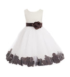 Ivory Tulle Floral Petals Flower Girl Dress Special Occasions Junior Pageant Wedding Holiday 302S(2)