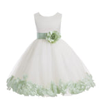 Ivory Tulle Floral Petals Flower Girl Dress Special Occasions Junior Pageant Wedding Holiday 302S(3)