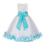 Ivory Floral Lace Heart Cutout Rose Petals Flower Girl Dress Junior Bridesmaid Special Event 185T(4)