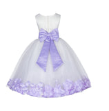 Ivory Tulle Floral Lace Top Rose Petals Flower Girl Dress Wedding Pageant Special Occasions 165T(1)