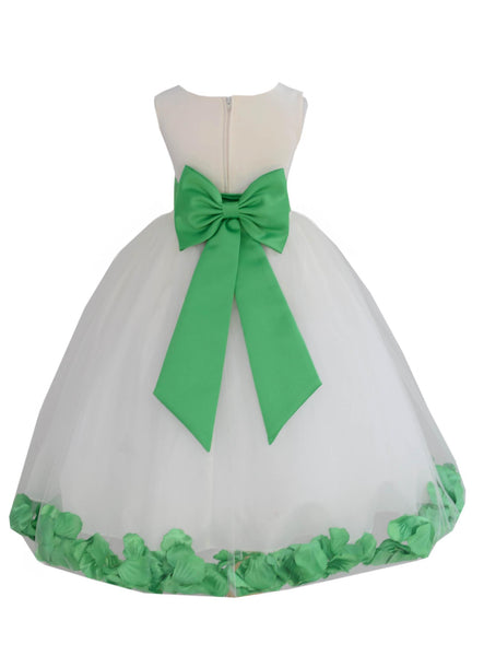 Ivory Elegant Wedding Pageant Special Events Petals Flower Girl Dress with Bow Tie Sash 302T(3)