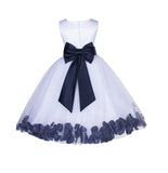 White Tulle Floral Lace Top Rose Petals Flower Girl Dress Wedding Pageant Special Occasions 165T(2)