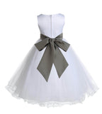 White Formal Wedding Pageant Special Occasions Rattail Edge Tulle Flower Girl Dress 829S(3)
