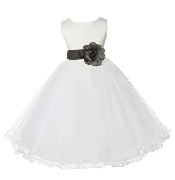 Ivory Formal Wedding Pageant Special Occasions Rattail Edge Tulle Flower Girl Dress 829S(3)