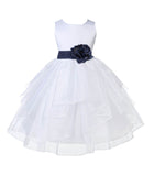 White Shimmering Organza Flower Girl Dress Wedding Junior Bridesmaid Pageant Special Events 4613S(5)
