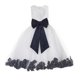 Ivory Floral Lace Heart Cutout Rose Petals Flower Girl Dress Junior Bridesmaid Special Event 185T(3)