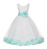Ivory Tulle Floral Petals Flower Girl Dress Special Occasions Junior Pageant Wedding Holiday 302S(4)