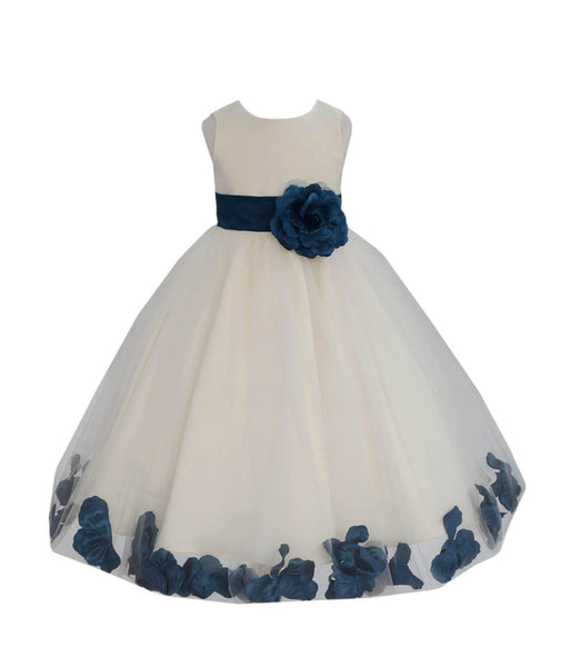 White Tulle Floral Petals Flower Girl Dress Special Occasions Junior Pageant Wedding Holiday 302S(6)