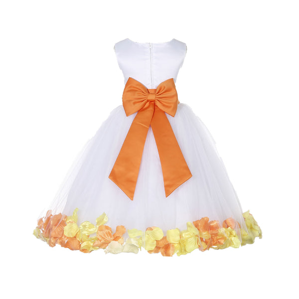 White Elegant Colorful Mixed Rose Petals Bridesmaid Pageant Special Occasion Flower Girl Dress 302T(2)