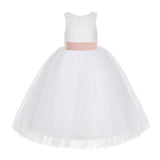 White Floral Lace Flower Girl Dress Special Occasions Wedding Christening Communion Baptism LG7(3)