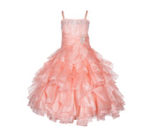 Elegant Rhinestone Organza Pleated Ruffled Beauty Pageant Special Occasion Flower Girl Dress 164S(2)
