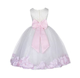 Ivory Tulle Floral Lace Top Rose Petals Flower Girl Dress Wedding Pageant Special Occasions 165T(2)