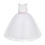 White Floral Lace Flower Girl Dress Special Occasions Wedding Christening Communion Baptism LG7(1)