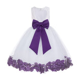 White Floral Lace Heart Cutout Rose Petals Flower Girl Dress Junior Bridesmaid Special Event 185T(1)