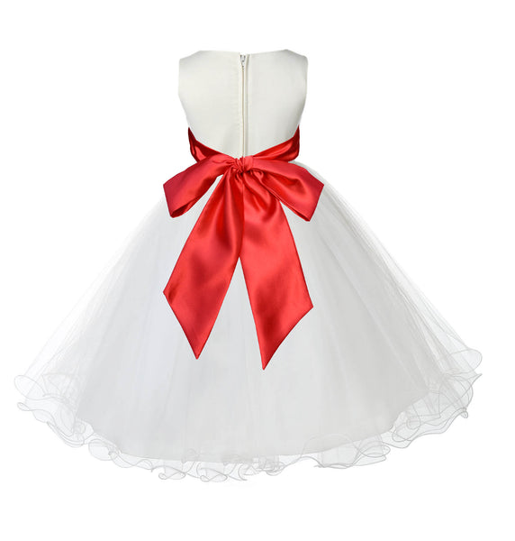 Ivory Formal Wedding Pageant Special Occasions Rattail Edge Tulle Flower Girl Dress 829S(3)