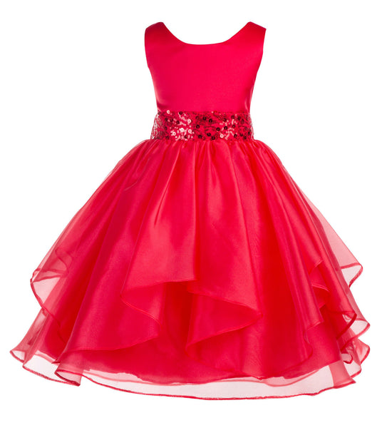 Sequin Ruffles Organza Flower Girl Dress Toddler Wedding Pageant Party Recital Special Event 012S(2)