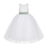 White Floral Lace Flower Girl Dress Special Occasions Wedding Christening Communion Baptism LG7(3)