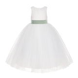 Ivory Floral Lace Flower Girl Dress Special Events Christening Pageant Gown Communion Recital LG7(3)