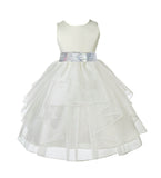 Ivory Pageant Bridal Special Events Shimmering Organza Sequin Mesh Flower Girl Dress 4613mh