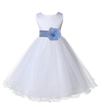 White Formal Wedding Pageant Special Occasions Rattail Edge Tulle Flower Girl Dress 829S(2)