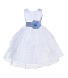 White Shimmering Organza Flower Girl Dress Wedding Junior Bridesmaid Pageant Special Events 4613S(2)