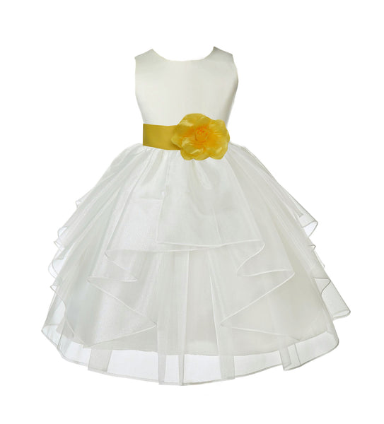 Ivory Shimmering Organza Flower Girl Dress Wedding Junior Bridesmaid Pageant Special Events 4613S(3)