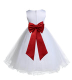 White Formal Wedding Pageant Special Occasions Rattail Edge Tulle Flower Girl Dress 829T(1)