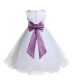 White Formal Wedding Pageant Special Occasions Rattail Edge Tulle Flower Girl Dress 829T(2)