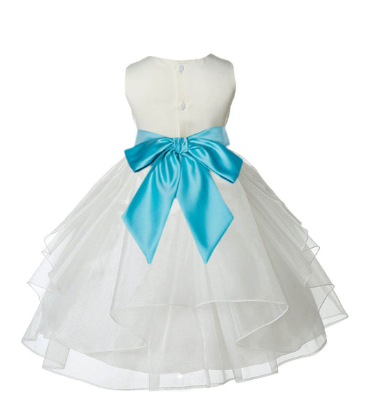 Ivory Shimmering Organza Flower Girl Dress Wedding Junior Bridesmaid Pageant Special Events 4613S(5)