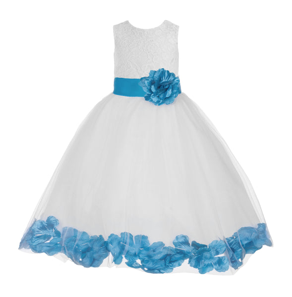 Ivory Floral Lace Heart Cutout Rose Petals Flower Girl Dress Junior Bridesmaid Special Event 185T(2)