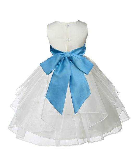 Ivory Shimmering Organza Flower Girl Dress Wedding Junior Bridesmaid Pageant Special Events 4613S(1)