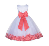 White Tulle Floral Lace Top Rose Petals Flower Girl Dress Wedding Pageant Special Occasions 165T(1)