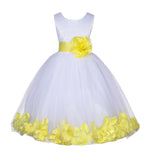 White Lace Top Tulle Floral Petals Flower Girl Dress Birthday Girl Junior Pageant Bridesmaid 165S(1)