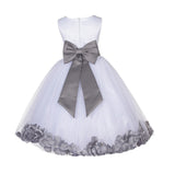 White Tulle Floral Lace Top Rose Petals Flower Girl Dress Wedding Pageant Special Occasions 165T(1)