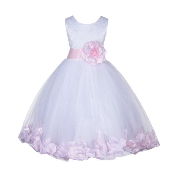 White Lace Top Tulle Floral Petals Flower Girl Dress Birthday Girl Junior Pageant Bridesmaid 165S(2)
