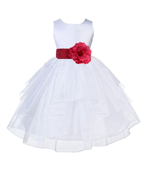 White Shimmering Organza Flower Girl Dress Wedding Junior Bridesmaid Pageant Special Events 4613S(3)