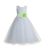 White Floral Lace Heart Cutout Flower Girl Dress Communion Baptism Junior Bridesmaid Dress 172T(4)