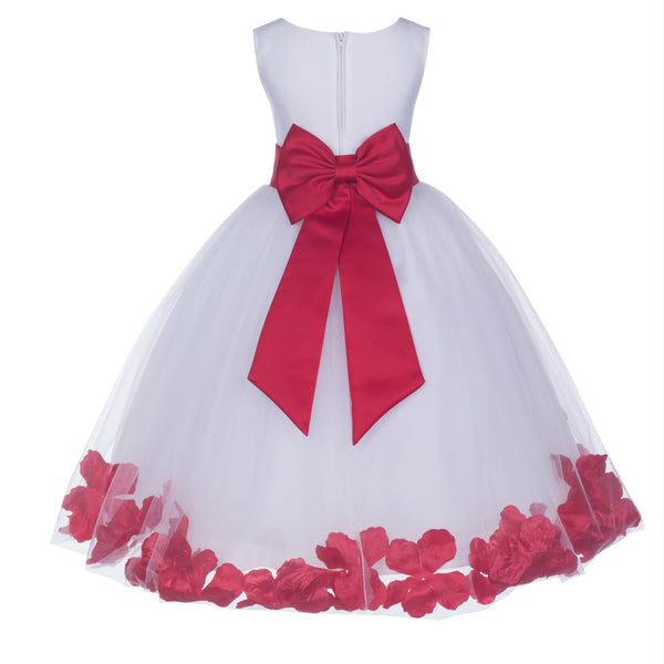 White Elegant Bridesmaid Pageant Special Occasions Rose Petals Flower Girl Dress 302T(4)