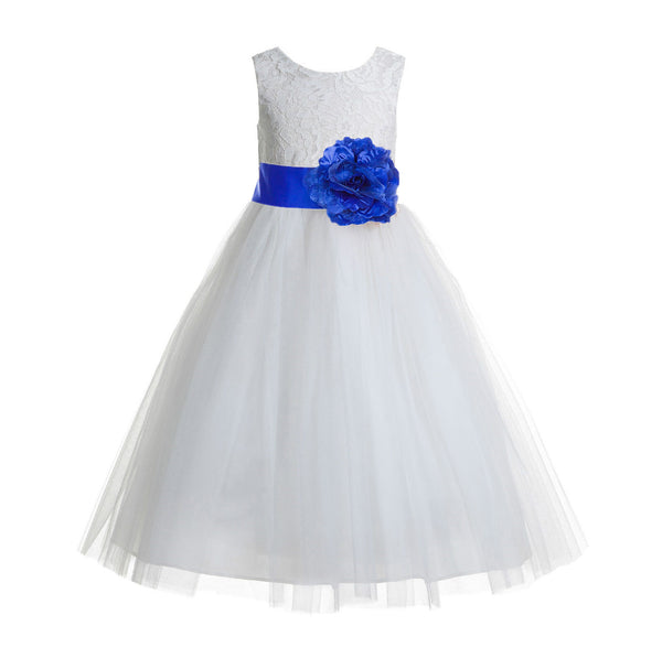 Ivory Floral Lace Heart Cutout Flower Girl Dress Communion Baptism Junior Bridesmaid Dress 172T(5)