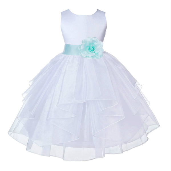 White Shimmering Organza Flower Girl Dress Wedding Junior Bridesmaid Pageant Special Events 4613S(4)