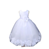 White Tulle Floral Petals Flower Girl Dress Special Occasions Junior Pageant Wedding Holiday 302S(1)